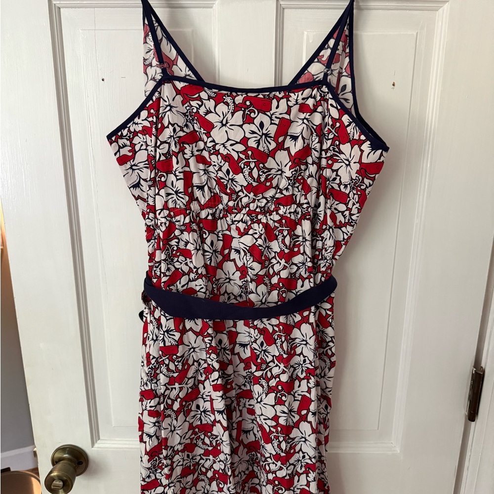 Vineyard Vines Red White Floral Mini Dress with Navy Trim - Picture 3 of 5